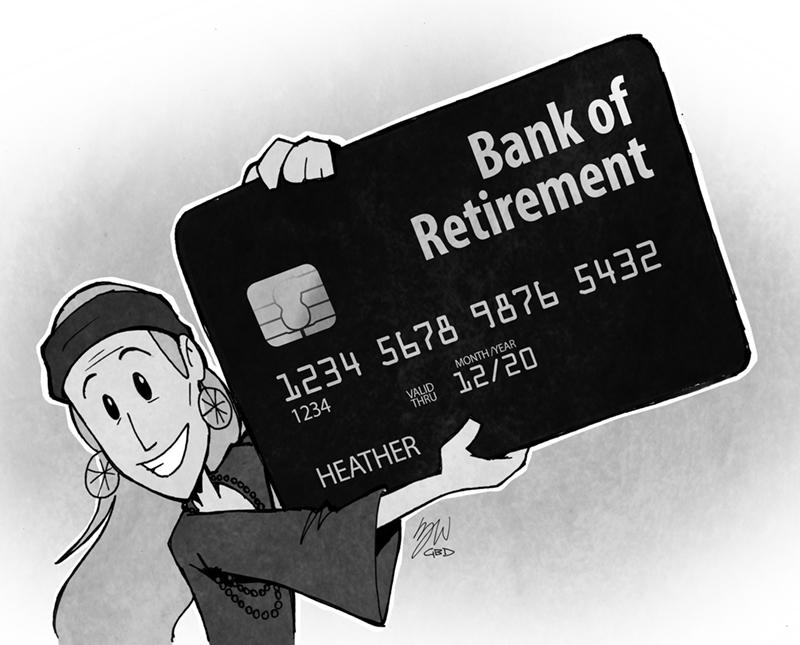 bank of retirement car illustration