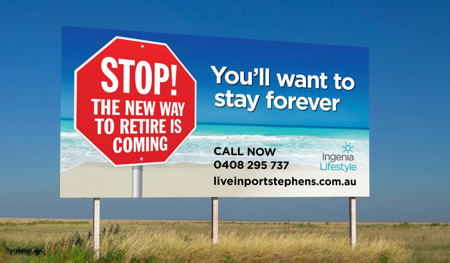 Live in Port Stephens billboard
